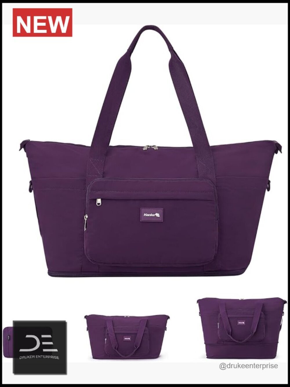 40L Foldable Expandable Travel Tote Bag with Wet Dry Separation Laptop